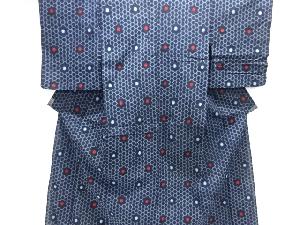 久留米絣 単衣着物 綿 幾何学柄 濃紺 ビンテージ着物 A-2475 久留米絣 単衣着物 綿 幾何学柄 濃紺 ビンテージ着物 A-2475